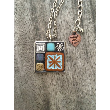 Mosaic Pendant Turquoise/silver - 2