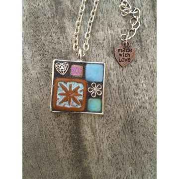 Mosaic Pendant Turquoise/silver