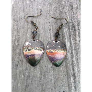 Enamelled Landscape Earrings #1