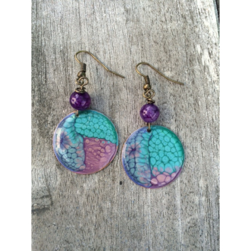 Handpainted Peacock Earrings