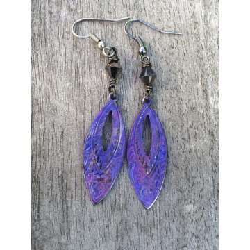 Verdigris Etruscan Navette Drop Earrings