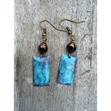 Handpainted Mystical Blue Earrings