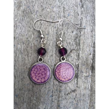 Handpainted Honeycomb Earrings - Purple