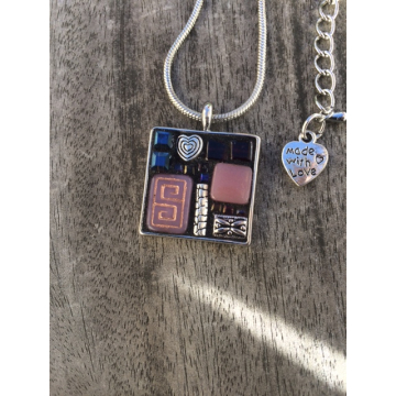Mosaic Pendant Pink/Silver