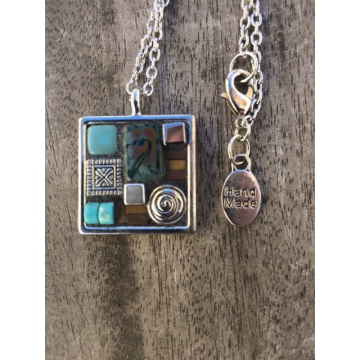 Mosaic Pendant Turquoise/silver - 3