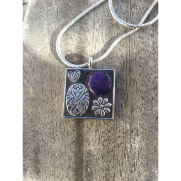Mosaic Pendant Silver and Purple