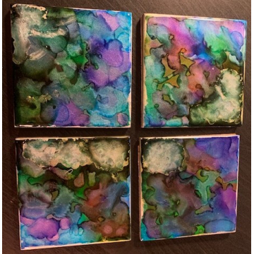 Alcohol ink Ceramic Coaster set